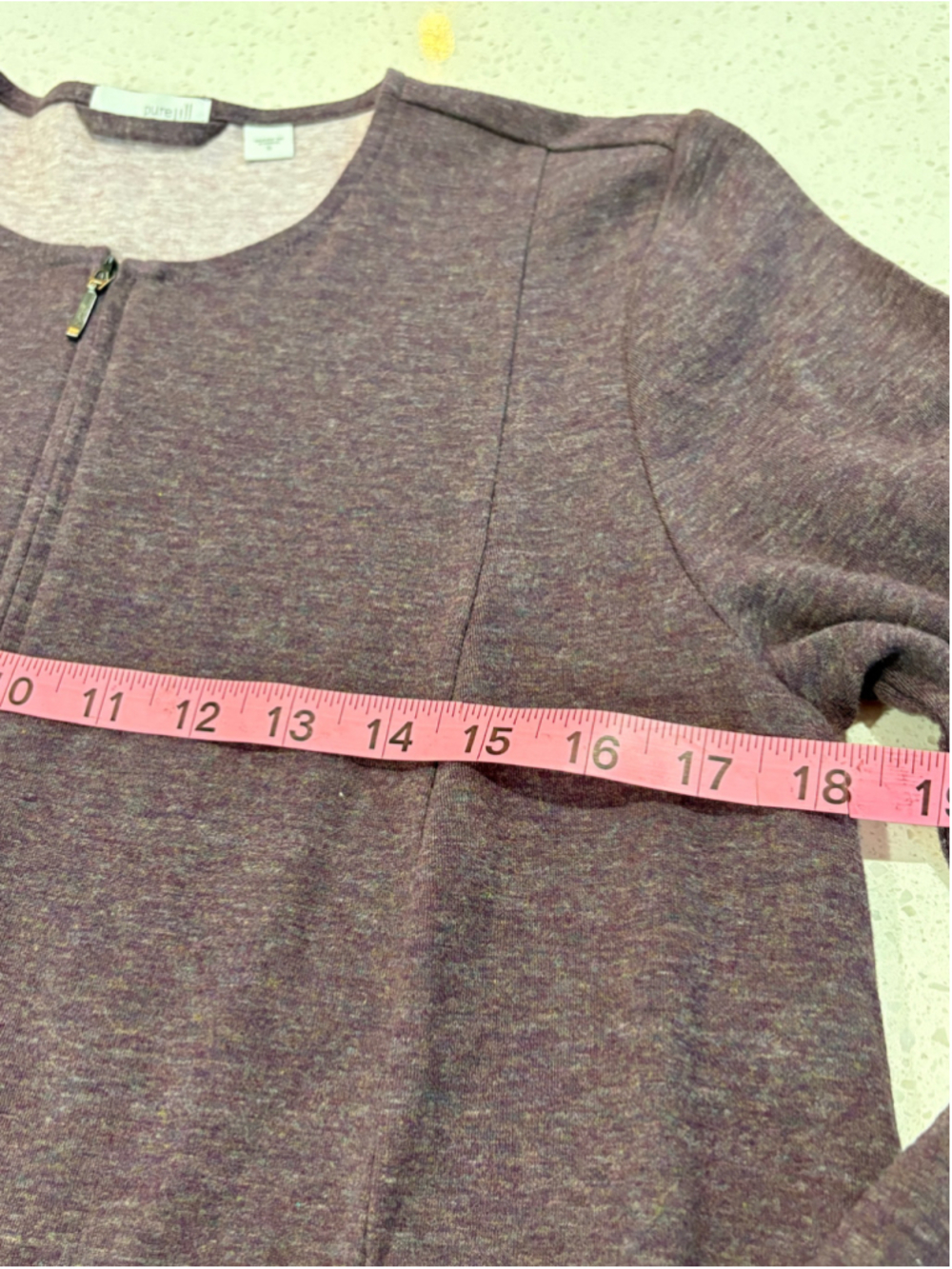 J.Jill Pure Jill Full Zip Cardigan Jacket Heather Purple Cotton Knit Size S - Picture 5 of 9